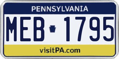 PA license plate MEB1795