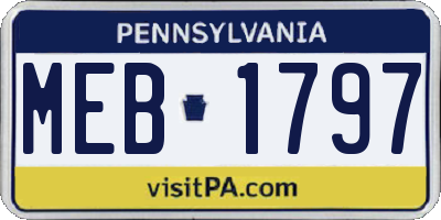 PA license plate MEB1797