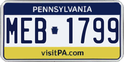 PA license plate MEB1799