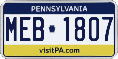PA license plate MEB1807