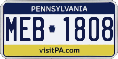 PA license plate MEB1808