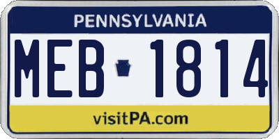 PA license plate MEB1814