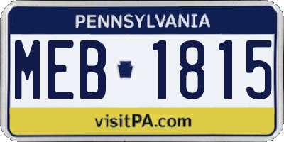 PA license plate MEB1815