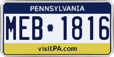 PA license plate MEB1816