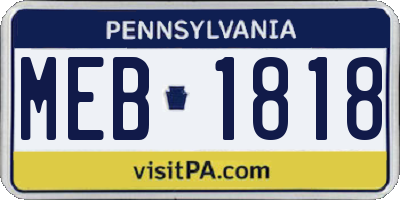 PA license plate MEB1818
