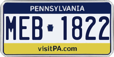 PA license plate MEB1822