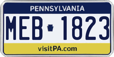 PA license plate MEB1823