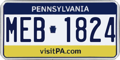 PA license plate MEB1824