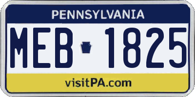 PA license plate MEB1825
