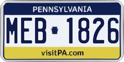 PA license plate MEB1826