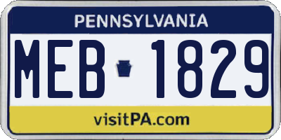 PA license plate MEB1829