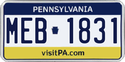 PA license plate MEB1831