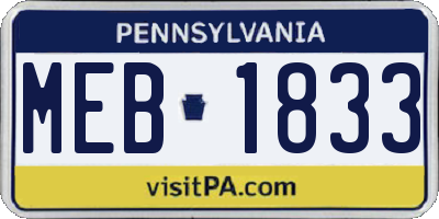 PA license plate MEB1833