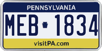 PA license plate MEB1834