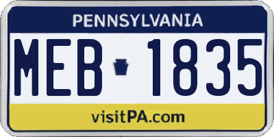 PA license plate MEB1835