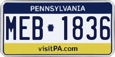 PA license plate MEB1836
