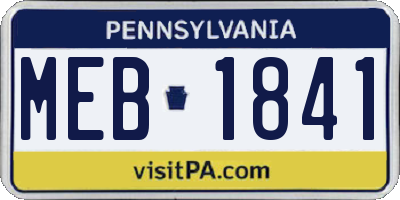 PA license plate MEB1841