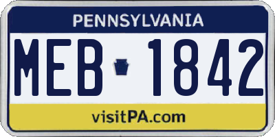 PA license plate MEB1842