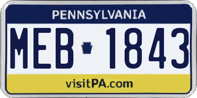 PA license plate MEB1843