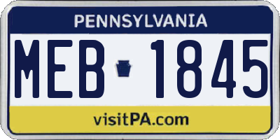 PA license plate MEB1845