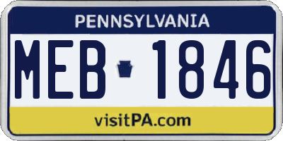 PA license plate MEB1846