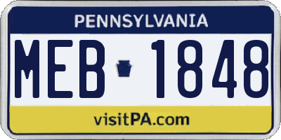 PA license plate MEB1848