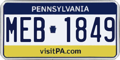 PA license plate MEB1849