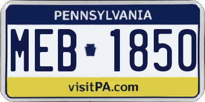 PA license plate MEB1850