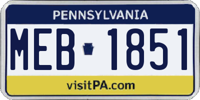 PA license plate MEB1851