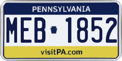 PA license plate MEB1852