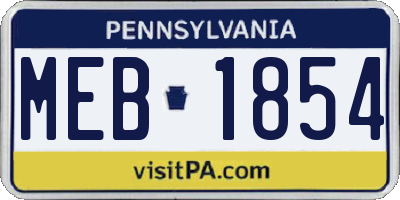 PA license plate MEB1854
