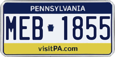 PA license plate MEB1855