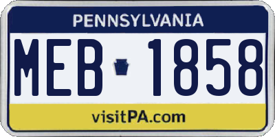 PA license plate MEB1858