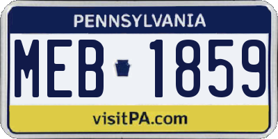 PA license plate MEB1859