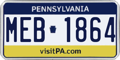 PA license plate MEB1864