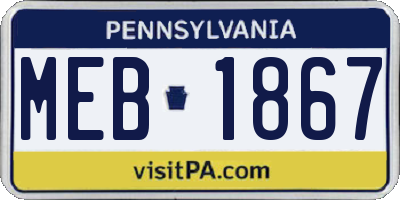 PA license plate MEB1867