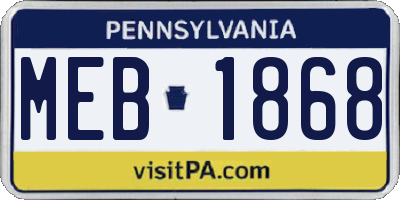 PA license plate MEB1868