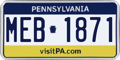 PA license plate MEB1871