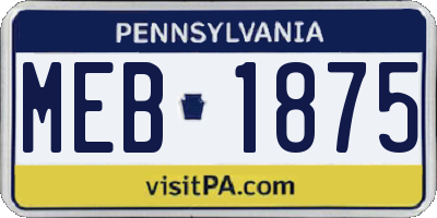 PA license plate MEB1875