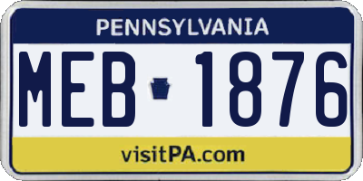 PA license plate MEB1876