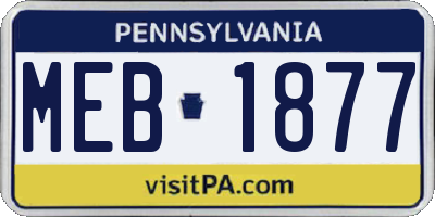 PA license plate MEB1877