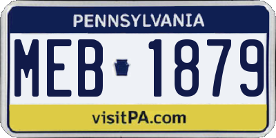 PA license plate MEB1879