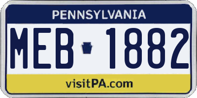 PA license plate MEB1882