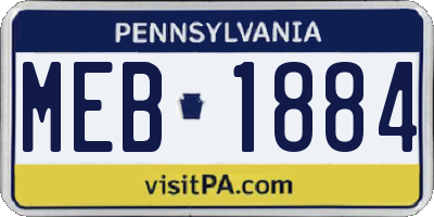 PA license plate MEB1884