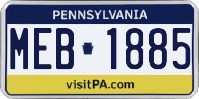 PA license plate MEB1885