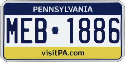 PA license plate MEB1886