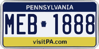PA license plate MEB1888