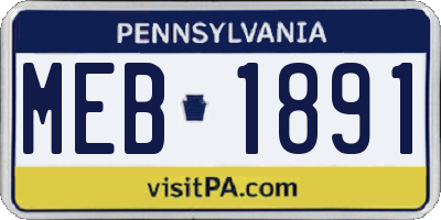 PA license plate MEB1891