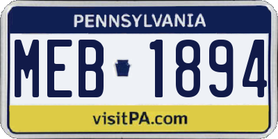 PA license plate MEB1894
