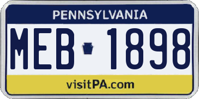 PA license plate MEB1898